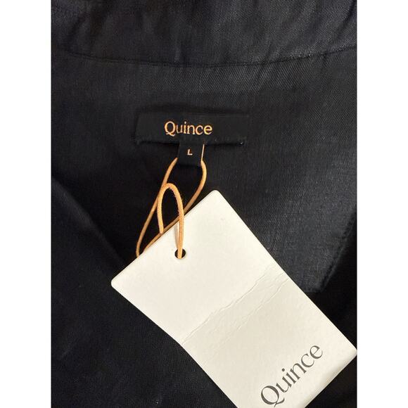 Quince 100% European Linen Button Front Dress Black Women's Size L NWT - Picture 7 of 9